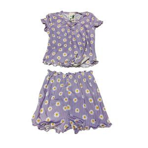 Lily Bleu Girls Lavender Purple Daisy Floral Shirt Shorts Set Outfit 3T